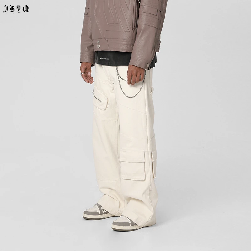 【JHYQ】工装系列美式高密帆布工装裤男潮牌秋季拼接直筒长裤8003