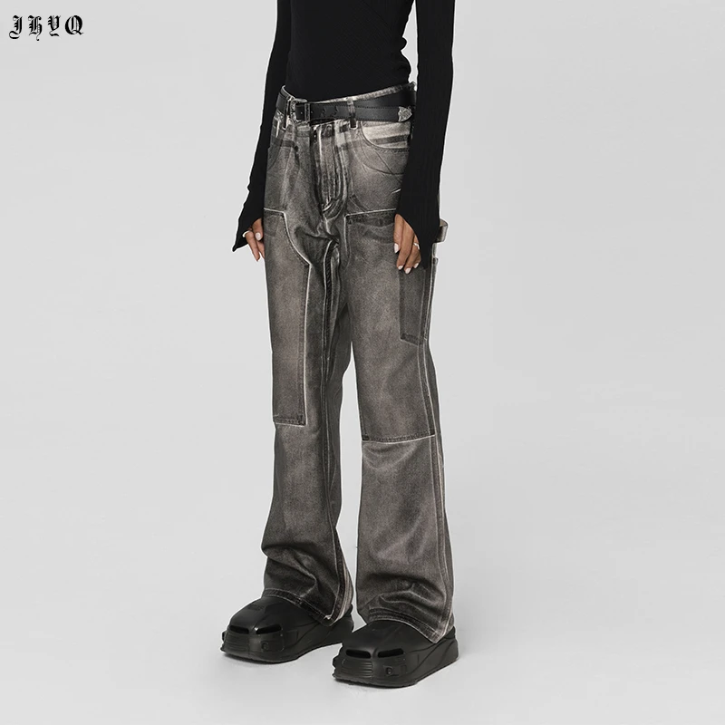【JHYQ】工装系列美式重磅刷蜡硬挺拼接牛仔裤潮流防污耐磨直筒012