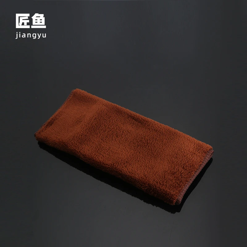 匠鱼大号棕色加厚茶巾超强吸水茶布茶垫茶桌抹布专用毛巾茶具配件