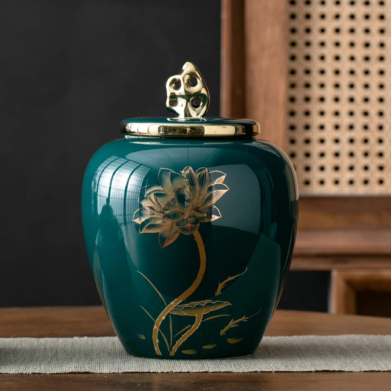 精品高档茶罐陶瓷茶叶罐密封罐半斤装茶叶储存罐茶叶包装盒空礼盒