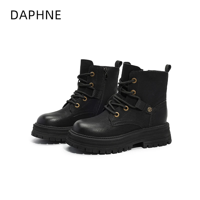 达芙妮马丁靴女2024秋季新款时尚耐磨大黄靴防滑防水轻便工装靴女