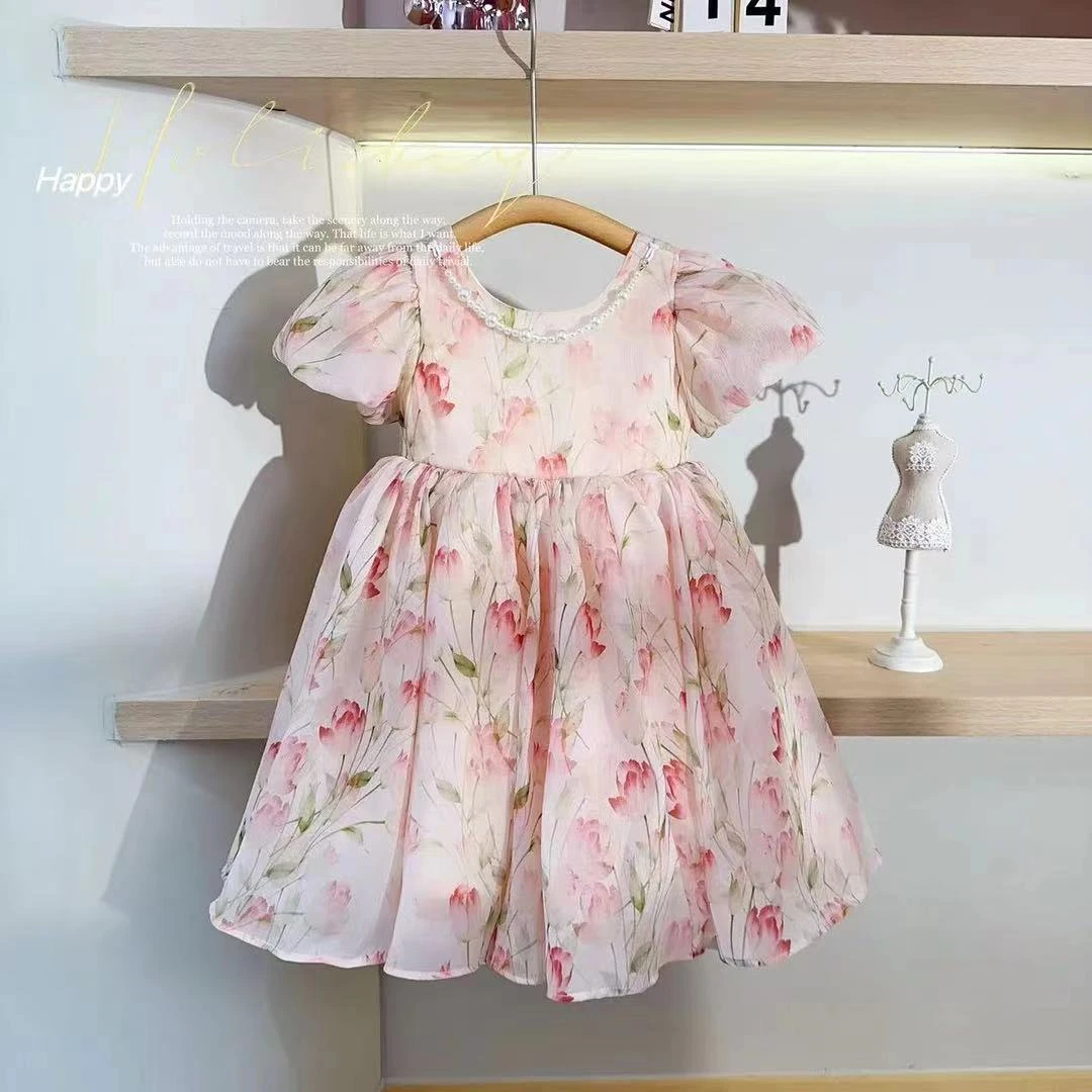 女童夏季连衣裙超仙2024新款儿童短袖泡泡裙子女孩洋气在逃公主裙