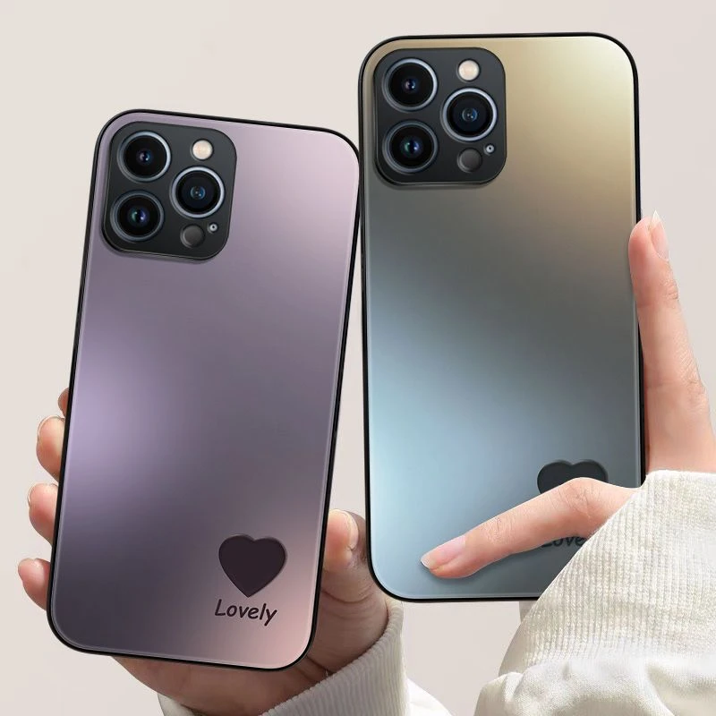 情侣爱心苹果14pro手机壳xs全包镜头iPhone11/12简约玻璃7/8plus