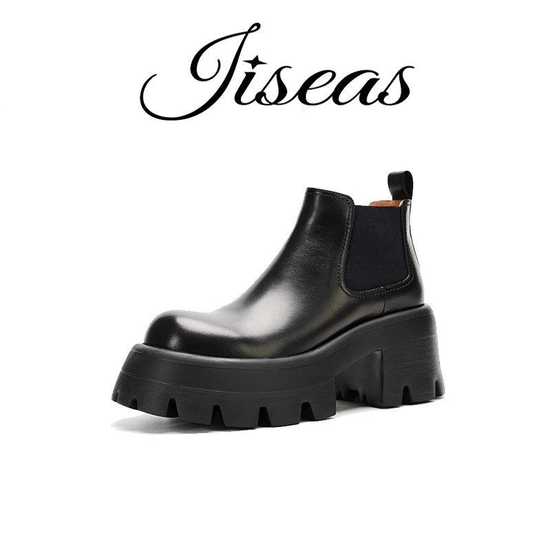 2024秋冬新款 女士真皮厚底切尔西靴休闲短靴裸靴
