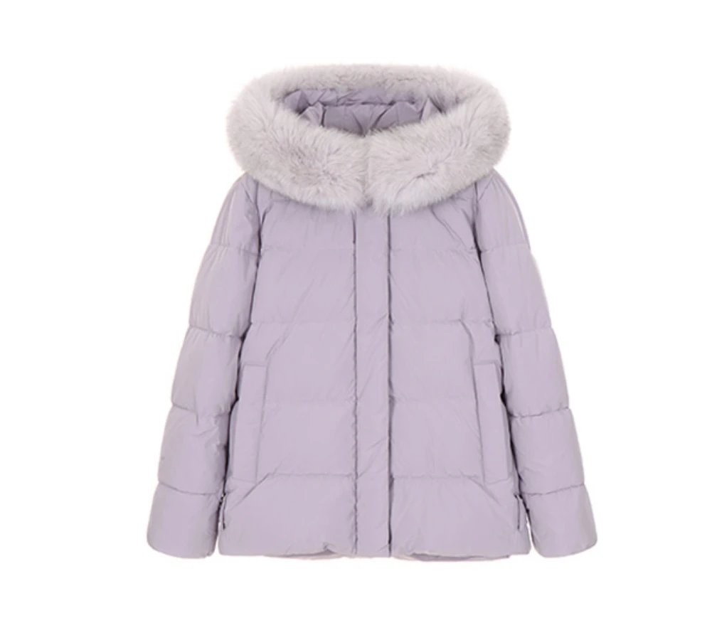 2024新款韩版保暖宽松大码鹅绒狐狸毛领厚款短款女羽绒服外套301