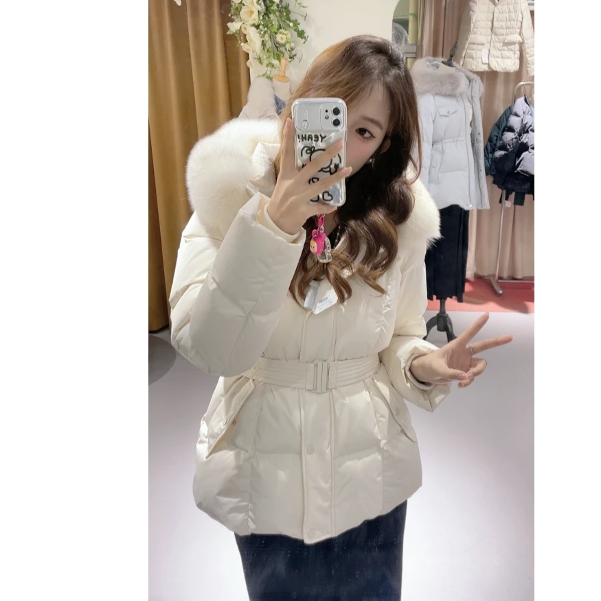 厚款中长款拉链羽绒服百搭毛领翻领修身收腰韩版保暖女士显瘦187