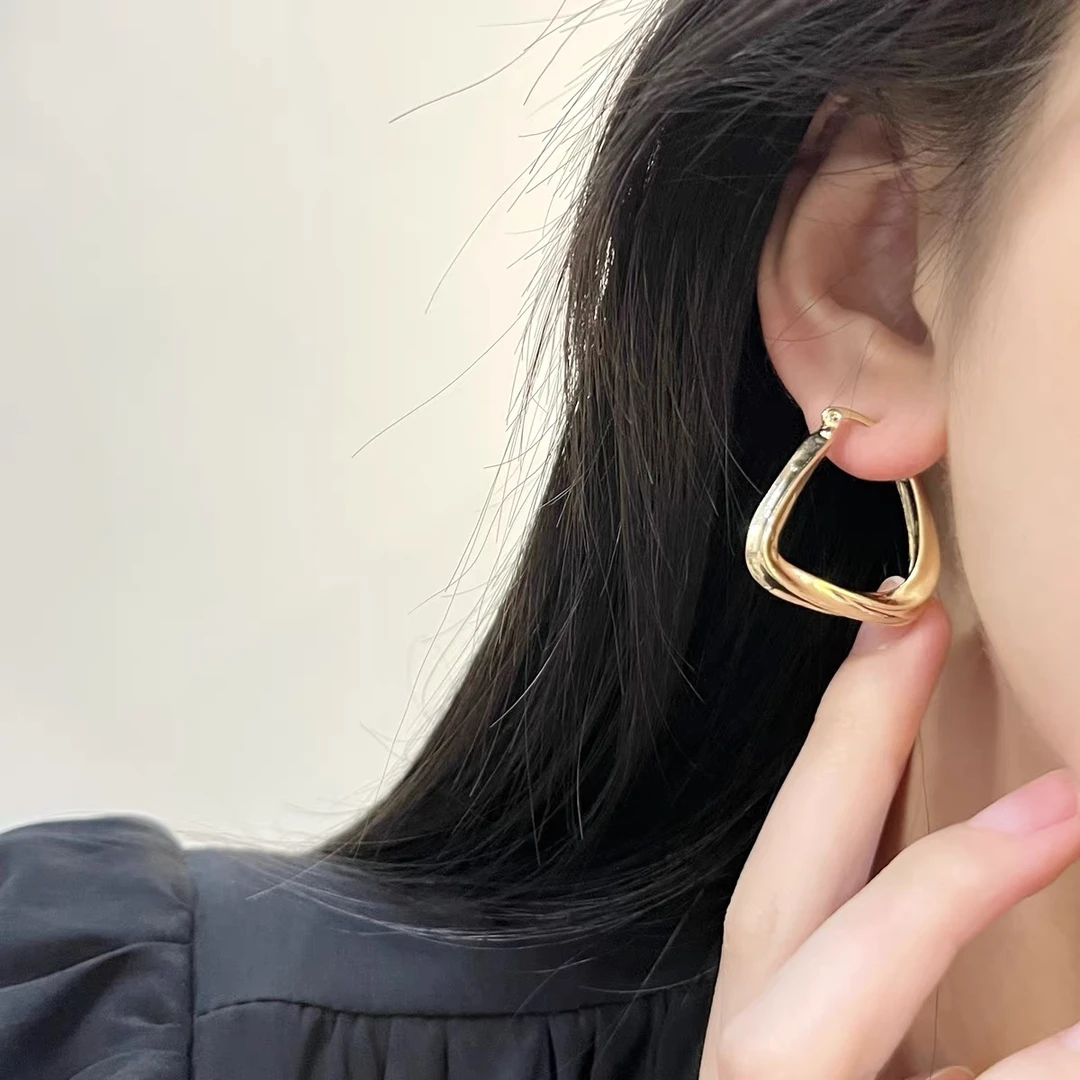 925银针耳饰 轻奢高级法式风几何不规则耳环-406