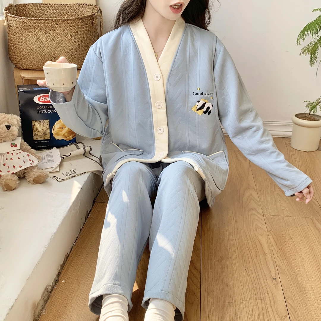 【秋冬-空气棉】孕妇睡衣纯棉月子服11-12-1-2月哺乳产后喂奶衣套装