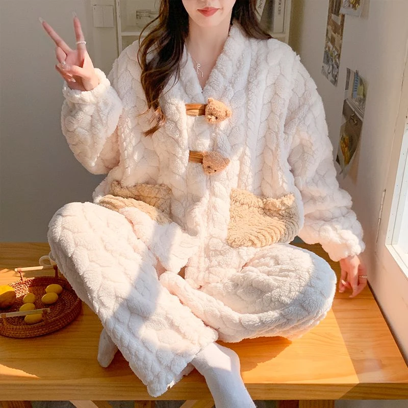 【加厚加绒12-3月】5-15度孕妇睡衣秋冬季哺乳喂奶月子服保暖家居服
