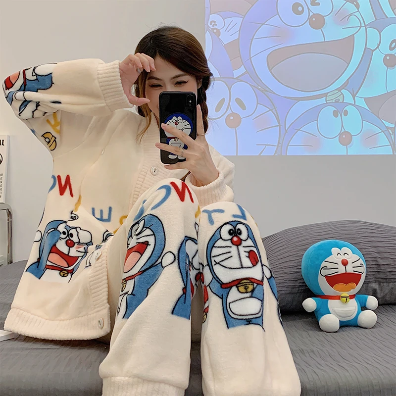 【法兰绒卡通11-3月加厚加绒】5-15度孕妇睡衣冬季哺乳喂奶月子服