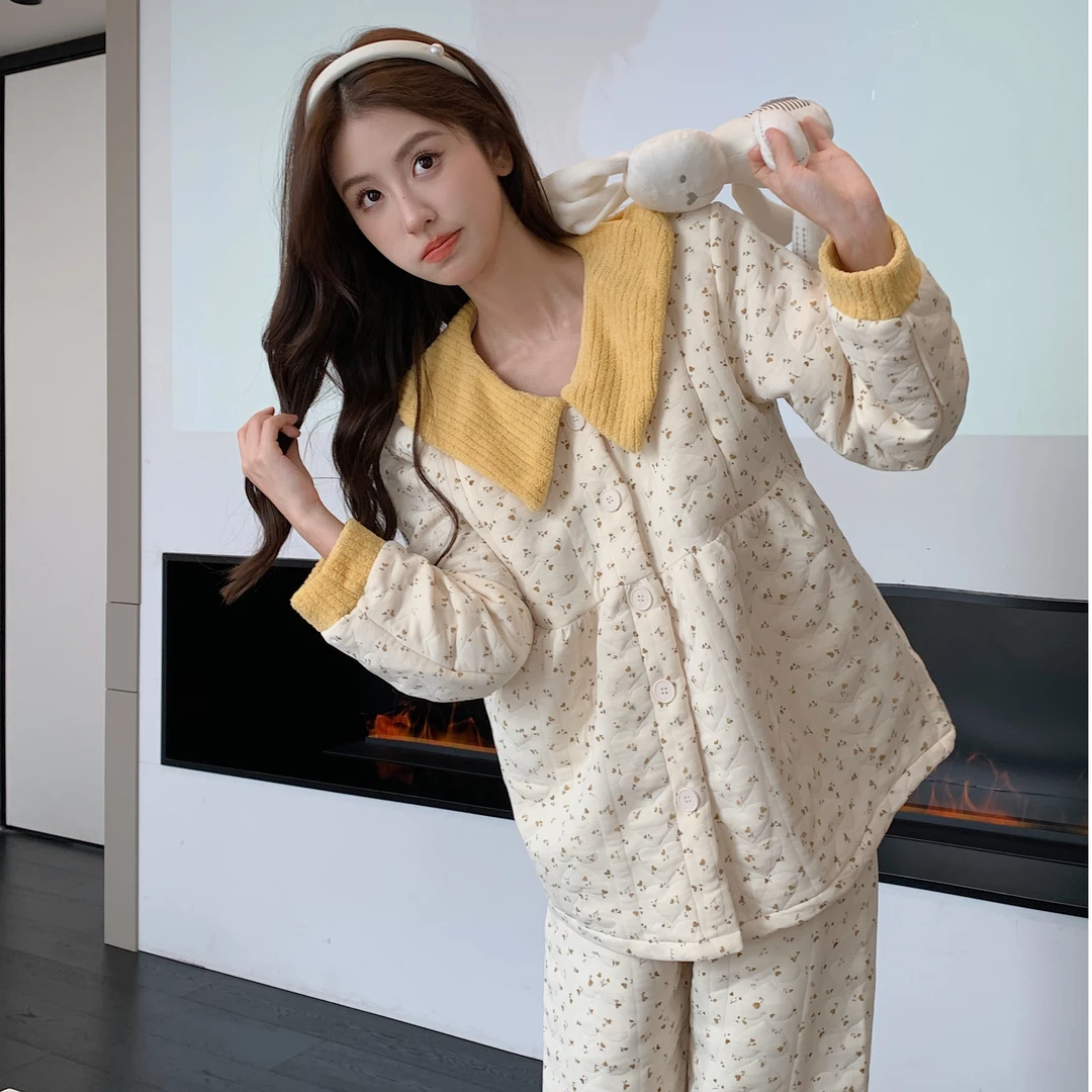 【秋冬-空气棉】月子服秋冬产后纯棉9-10-11-12-1月份哺乳孕妇睡衣