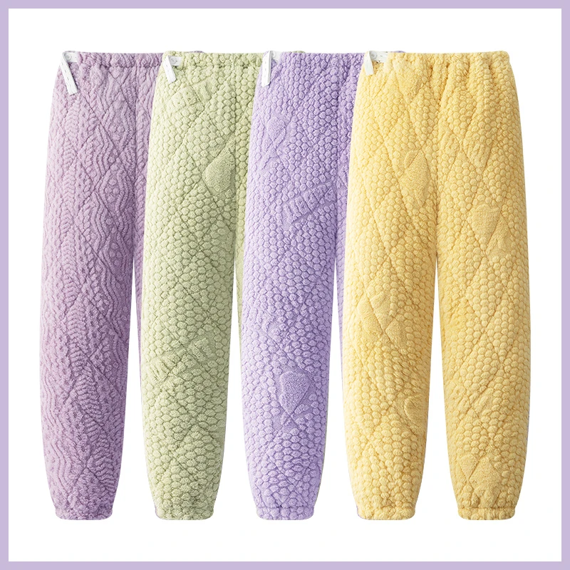 冬季夹棉高腰孕妇裤三层加厚加绒孕妇睡裤宽松暖暖裤保暖家居裤