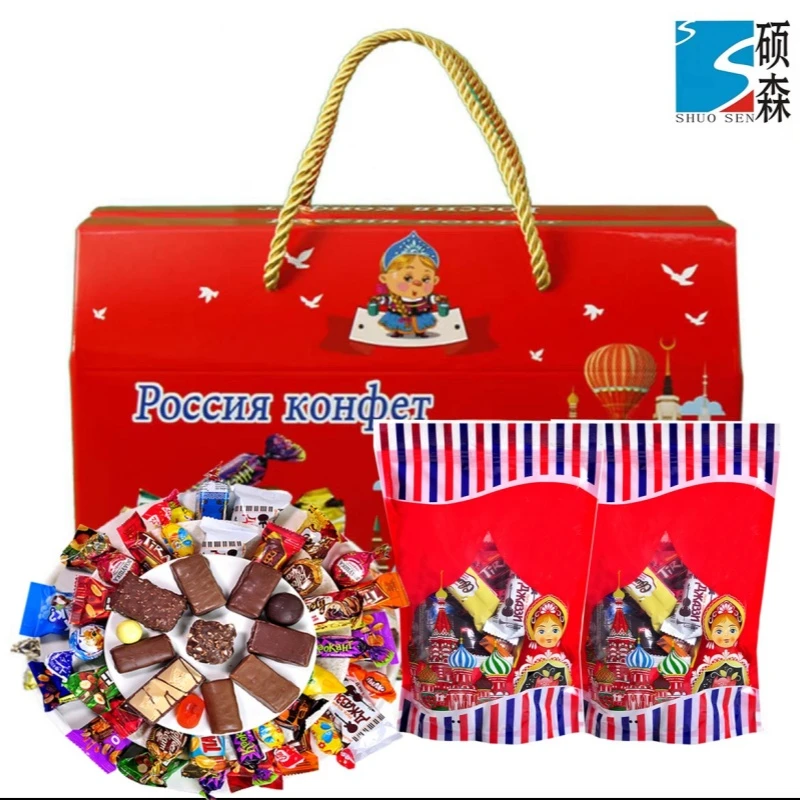 【礼盒款两袋装】俄罗斯进口多种混合糖果/袋500g*2袋