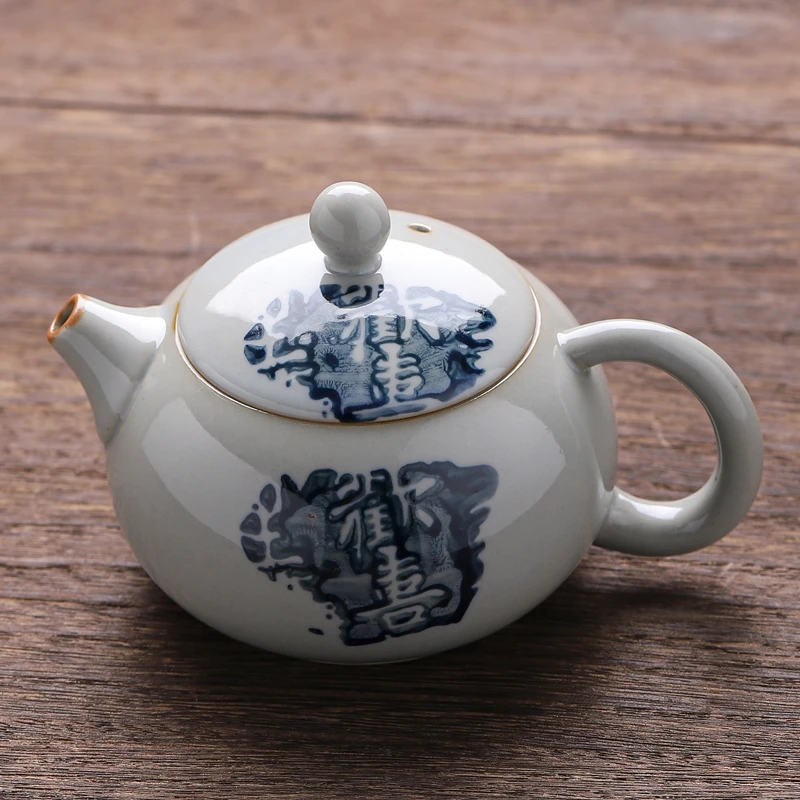 陶瓷泡茶壶复古家用简约大容量汝窑手工中式青瓷