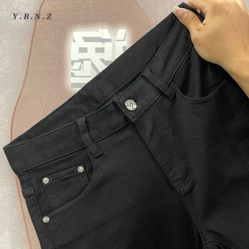 轻奢潮流时尚男士牛仔裤秋冬加厚宽松显瘦百搭复古修身小直筒长裤