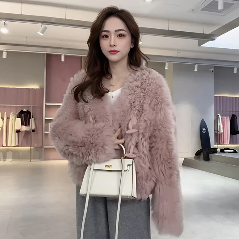 时尚复古高级感毛茸茸外套女春季新款保暖百搭小个子短款开衫上衣