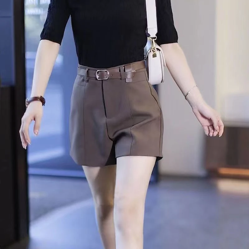 2025春夏新款西装短裤女显瘦外穿高腰a字阔腿裤直筒百搭休闲裤子