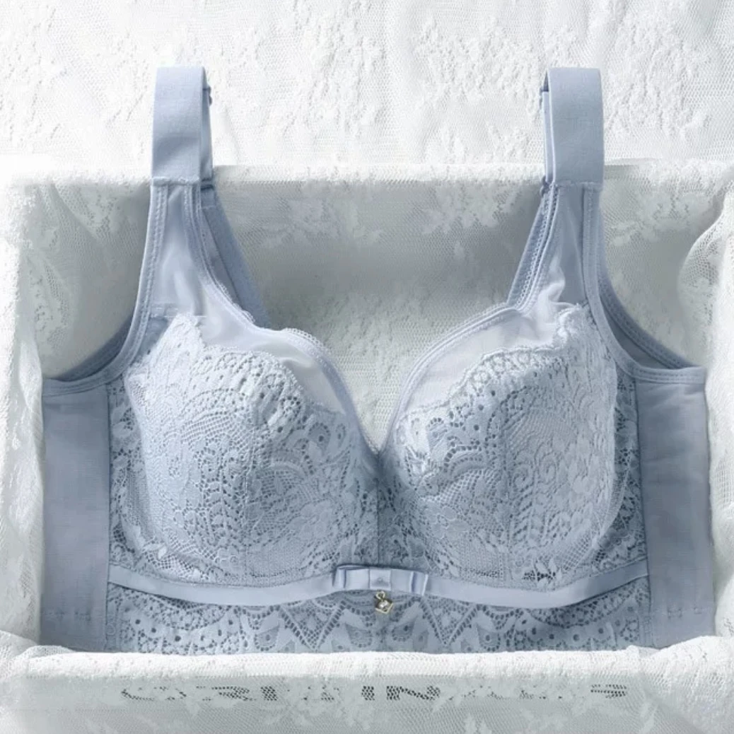 【门店款】软钢圈大胸显小调整型内衣收副乳防下垂聚拢性感蕾丝文胸
