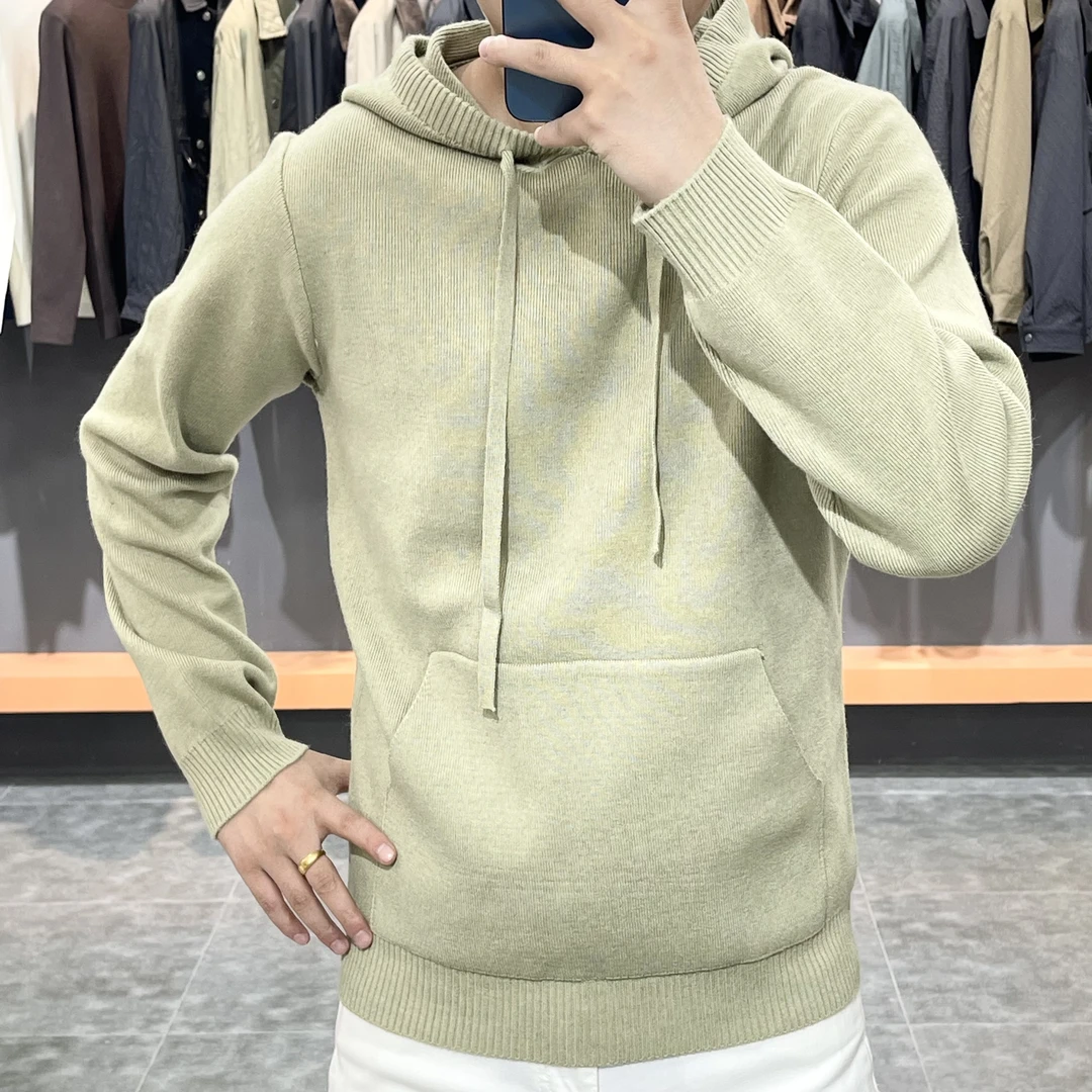 2025秋季男士新品休闲时尚长袖打底加厚纯色帽衫百搭亲肤舒适卫衣