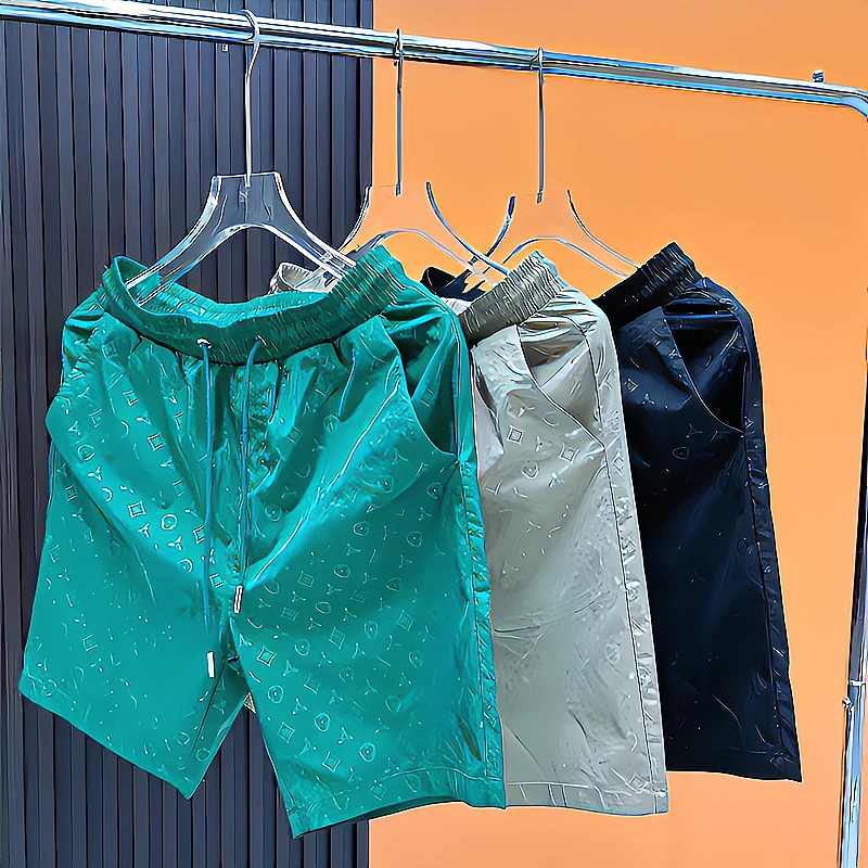 夏季新款男士高品质潮流时尚薄款印花短裤休闲百搭速干修身五分裤