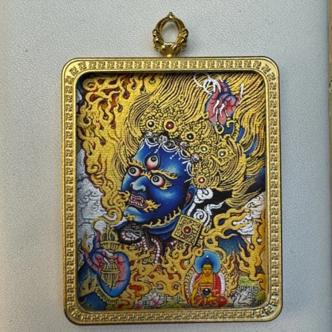 唐卡 大黑天六臂玛哈 钛钢材质 手工制作