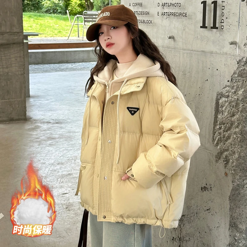 女童加厚棉服冬装2025冬季新款洋气女大童假两件棉袄儿童保暖棉衣