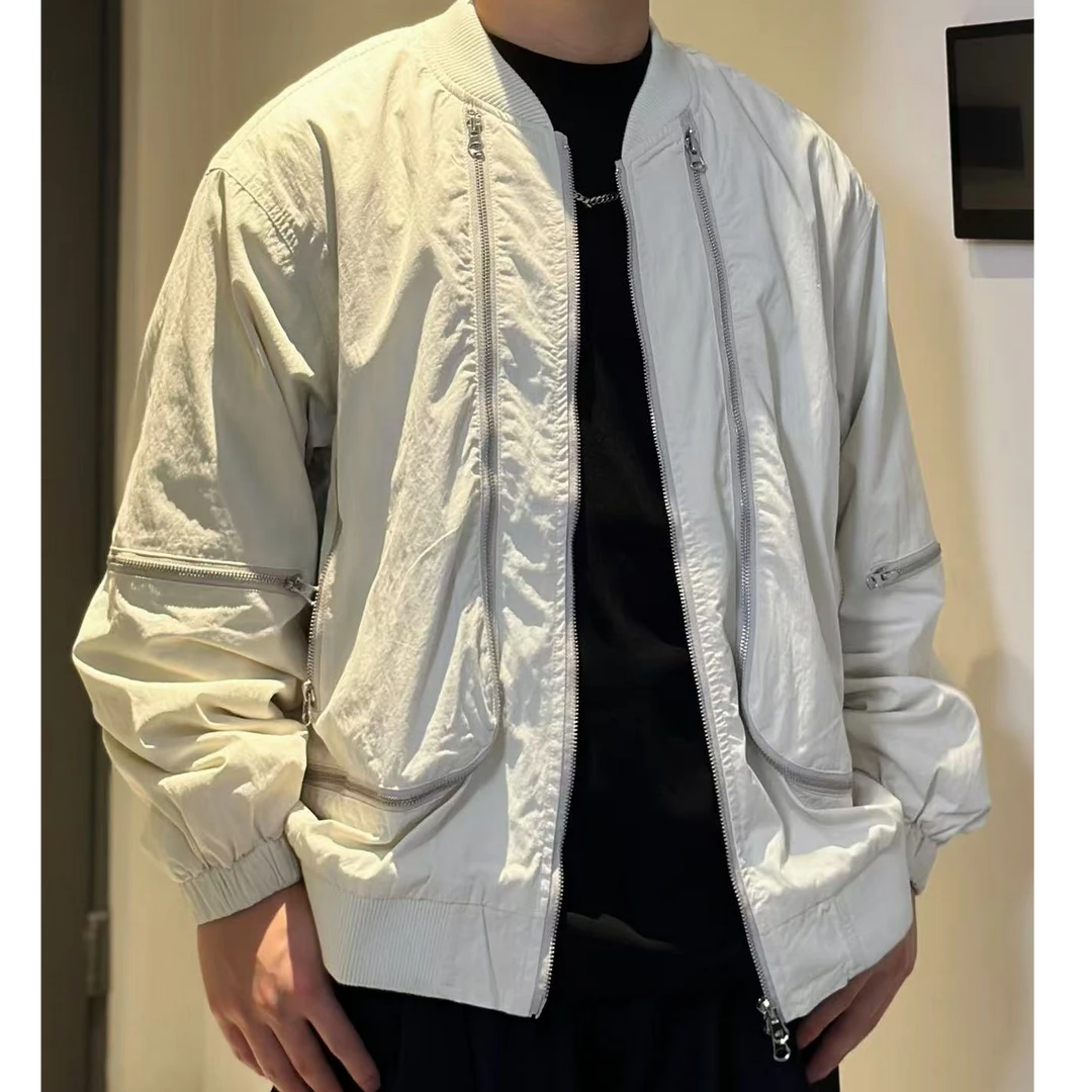 八萬24款秋季时尚美式飞行员夹克拉链款外套宽松潮牌外套棒球服男