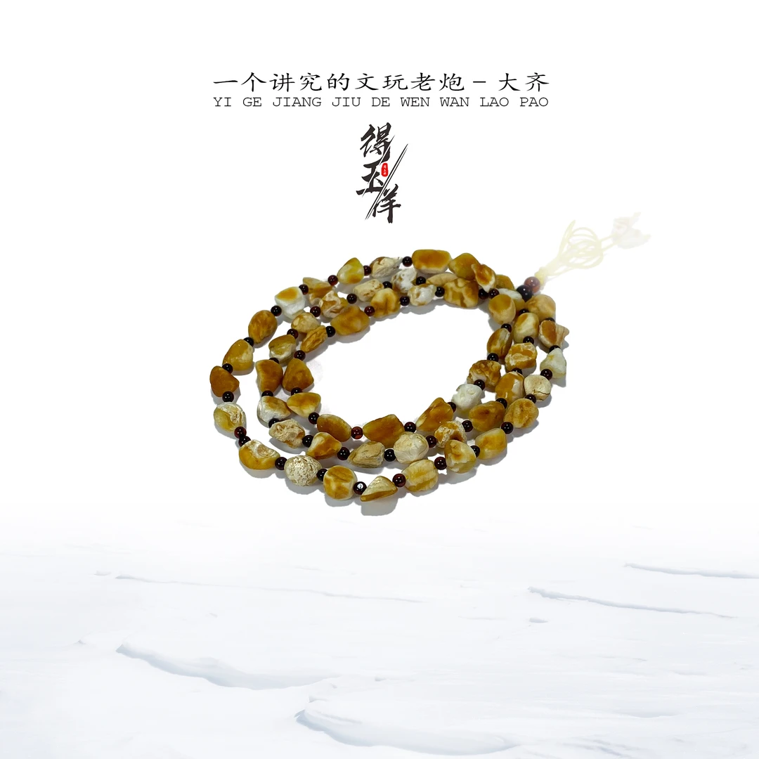 【得玉祥•齊】WR 天然琥珀蜜蜡古瓷白海漂子籽项链 多样性发 盘玩