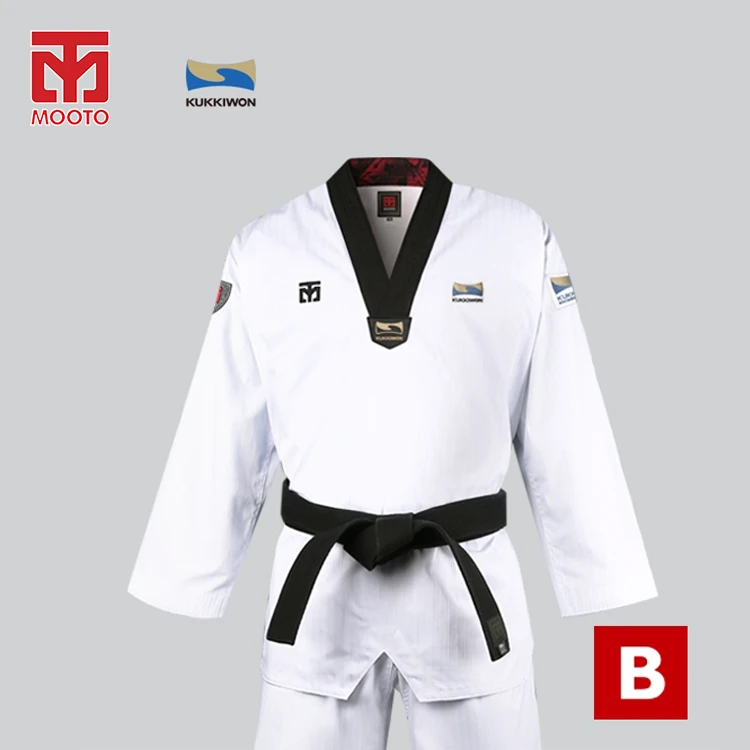 MOOTO BASIC 5国际院款黑领道服长袖纯棉跆拳道运动透气男女款