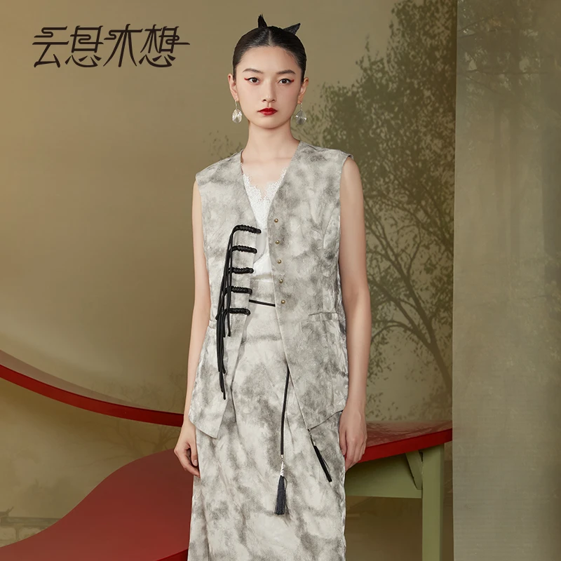 Ysimo-X云思木想新中式2024夏季新款手工定制盘扣无袖马甲11867