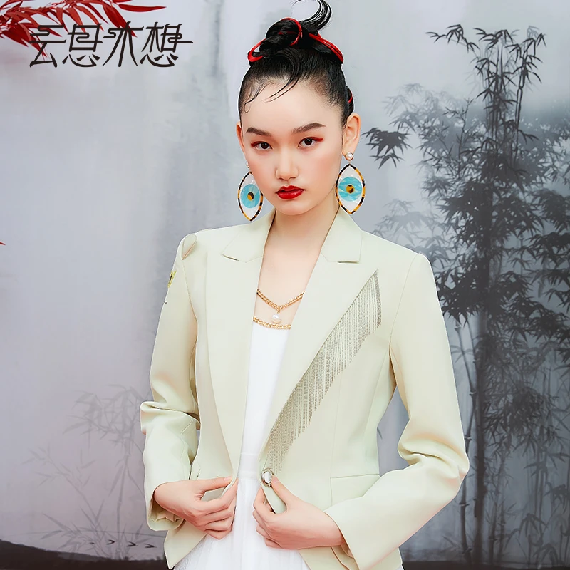 云思木想原创中国风春秋绣花流苏设计感女士西装10311