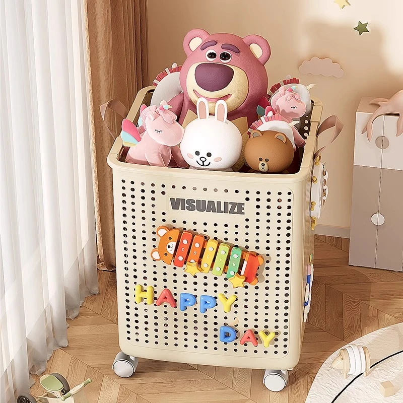 儿童玩具收纳筐家用宝宝玩偶公仔毛绒玩具大容量收纳箱零食整理箱