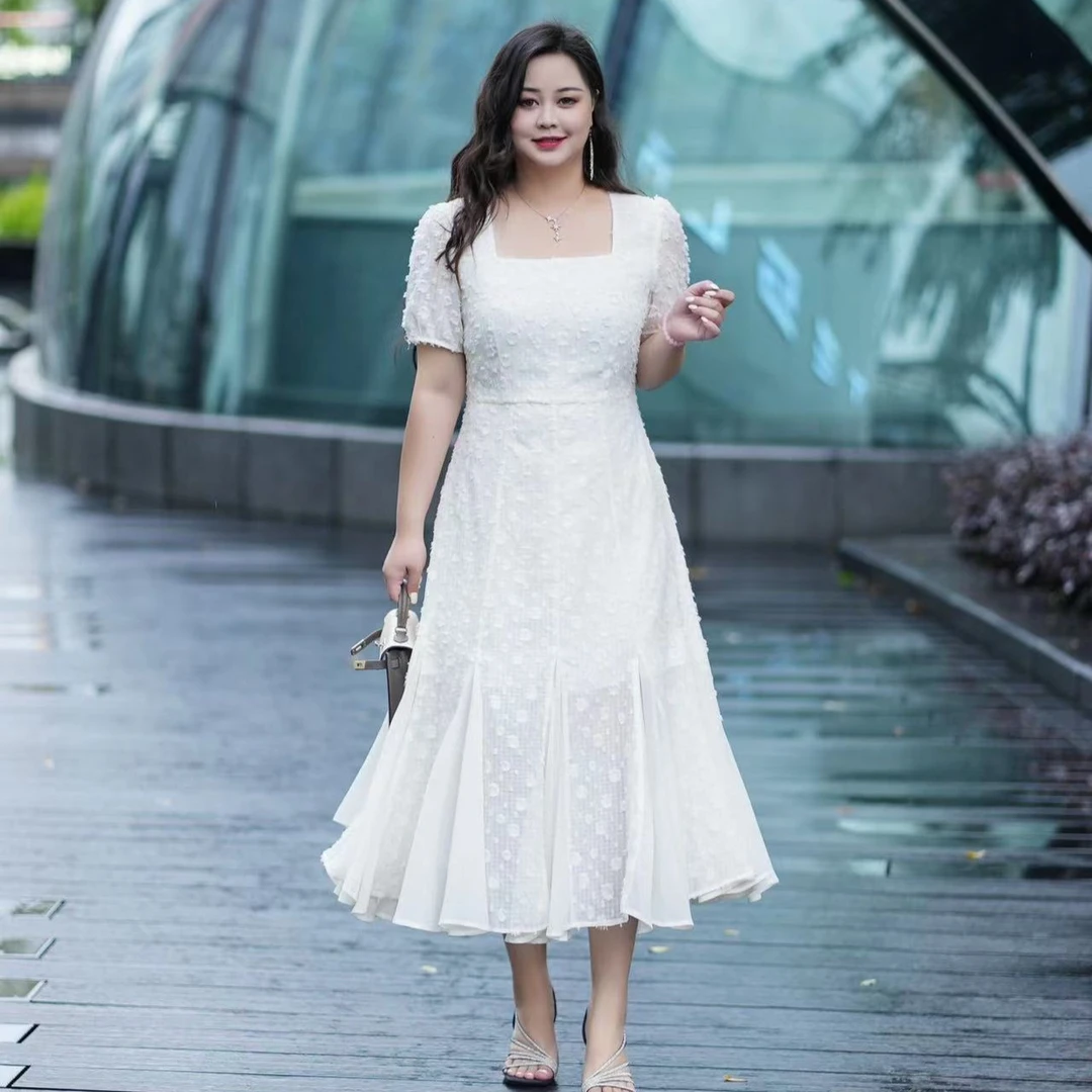 【夏日繁花】大码女装夏季新款气质减龄显瘦遮肚胖mm碎花连衣裙