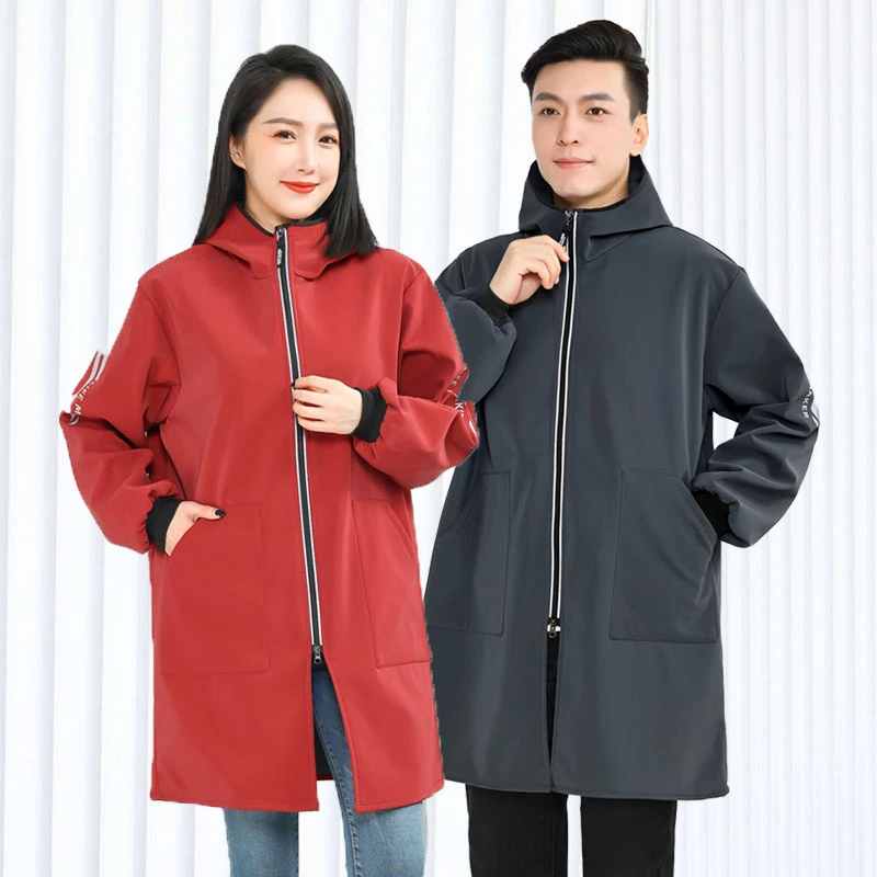 秋冬加绒加厚外穿罩衣家用厨房防水防油男女工作服时尚长袖围裙