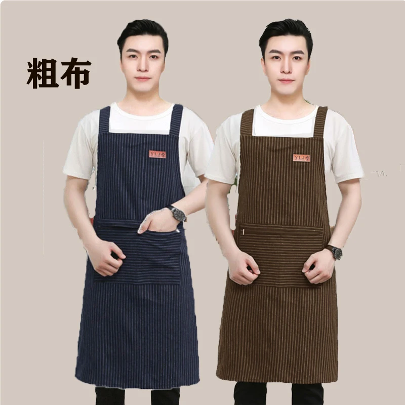 男士加长款粗布围裙无袖纯棉布家用劳保罩衣耐脏透气工作服围腰