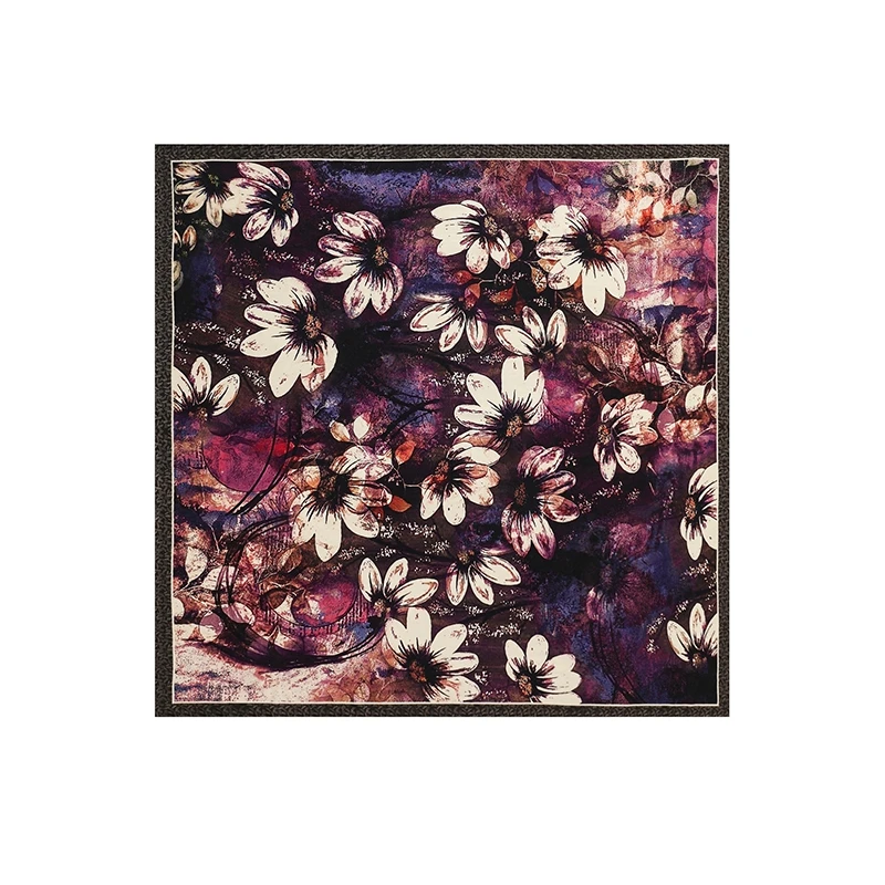 奢凌羊【浪漫雏菊】65*65丝毛女士印花春夏防晒薄款围巾方巾ol