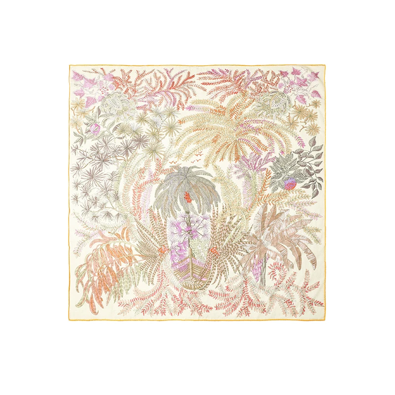 奢凌羊【画家花园】135*135桑蚕丝澳毛女士时尚春夏披肩围巾