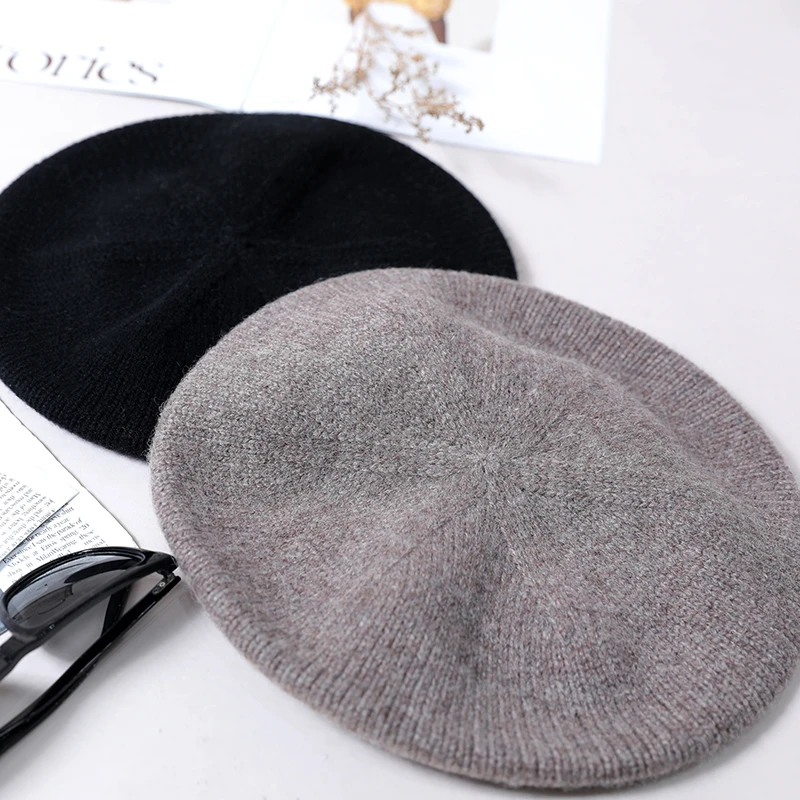 奢凌羊【贝雷帽】羊毛帽子春季加厚针织帽女款纯色百搭保暖帽