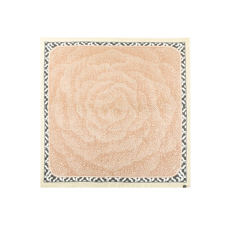 奢凌羊【法式茶花】95*95戒指绒澳毛女士春季透气围巾方巾披肩