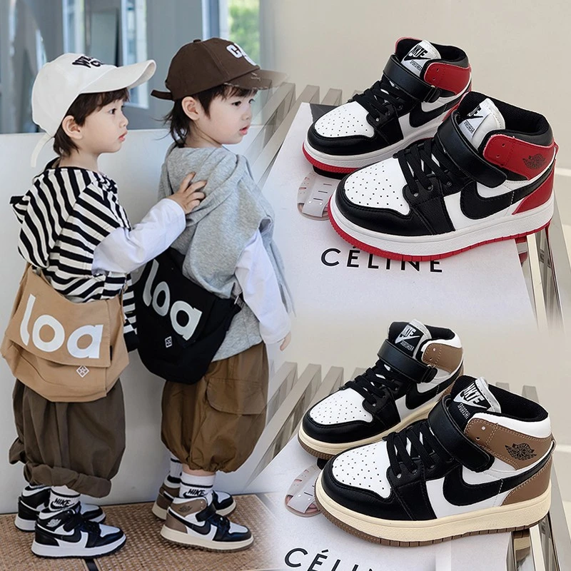 正品AJ儿童鞋2025春秋季男童运动鞋软底防滑休闲高帮女童板鞋透气