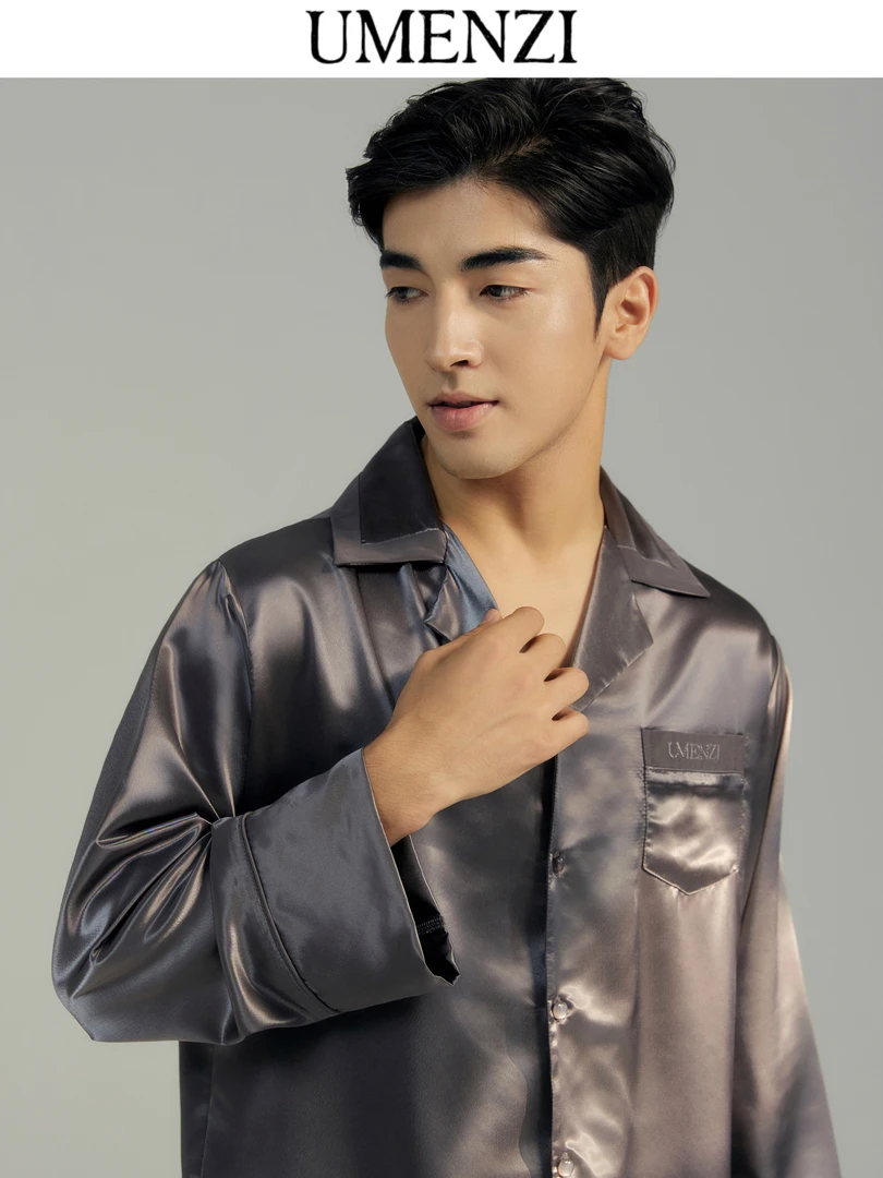 予眠纪【乌木灰】定制刺绣睡衣男家居服送爸爸生日礼物生日礼物礼盒