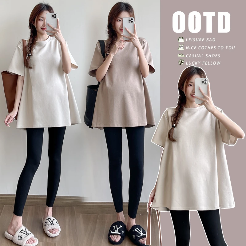 孕妇装夏新款插肩t恤夏季韩版时尚百搭宽松显瘦大码短袖潮妈上衣