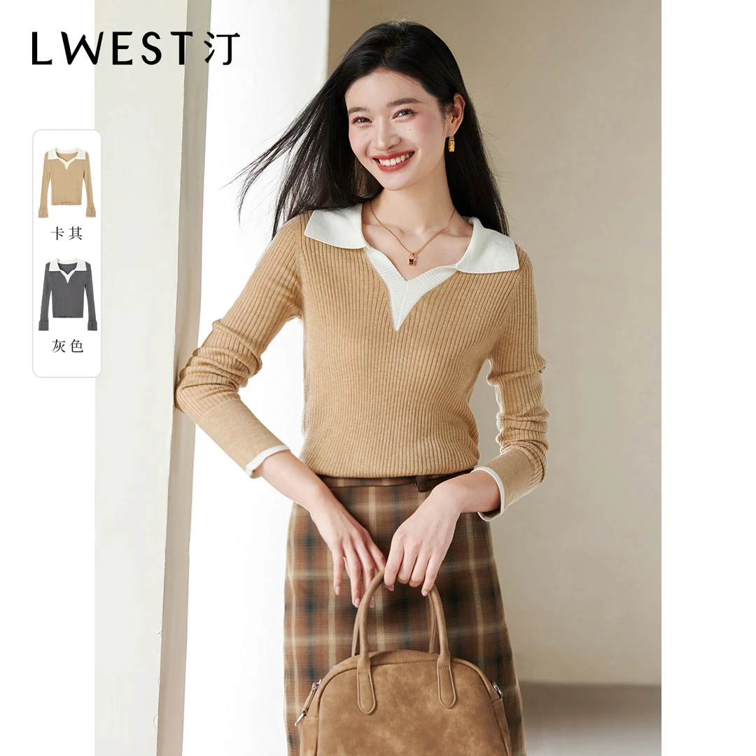 朗文斯汀2024夏装新款撞色气质假两件针织衫DTMZ4308C12643