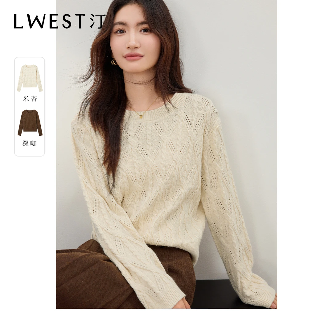 朗文斯汀2024冬季新款套头松弛感镂空绞花针织衫DTYZ4508C07372