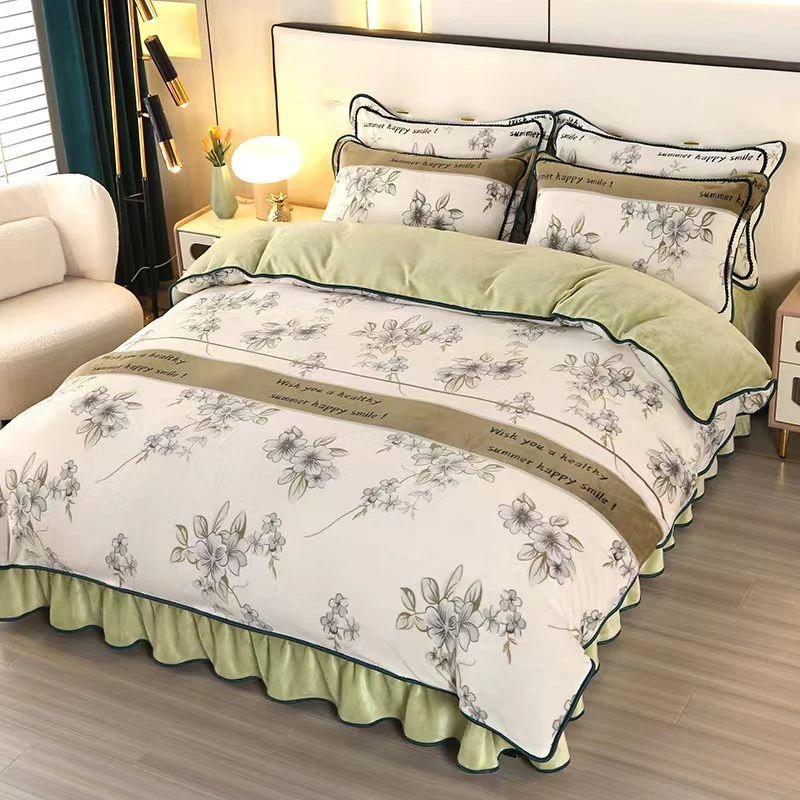 牛奶绒四件套保暖高克重加绒加厚柔软细腻双面绒使用被套用品印花