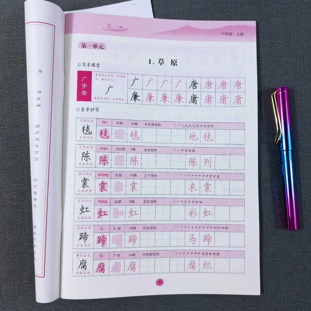 小学六年级练字帖上册人教部编版六年级语文同步字帖钢笔练字字帖
