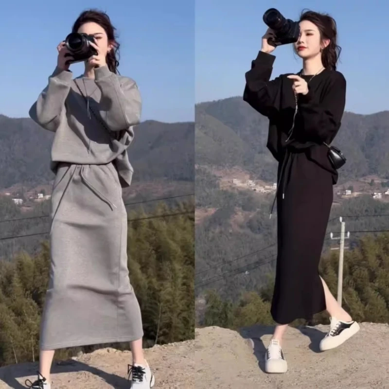 休闲运动套装裙女2024秋季新款时尚洋气减龄卫衣半身裙气质两件套