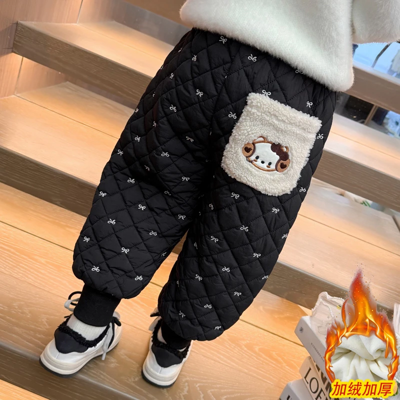 女童加绒加厚棉裤洋气冬装新款女宝宝外穿保暖束脚裤子小女孩时髦