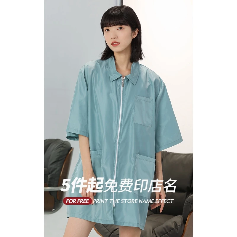 高档理发店美发助理烫染围裙发廊专用防水不沾发剪头发工作服罩衣