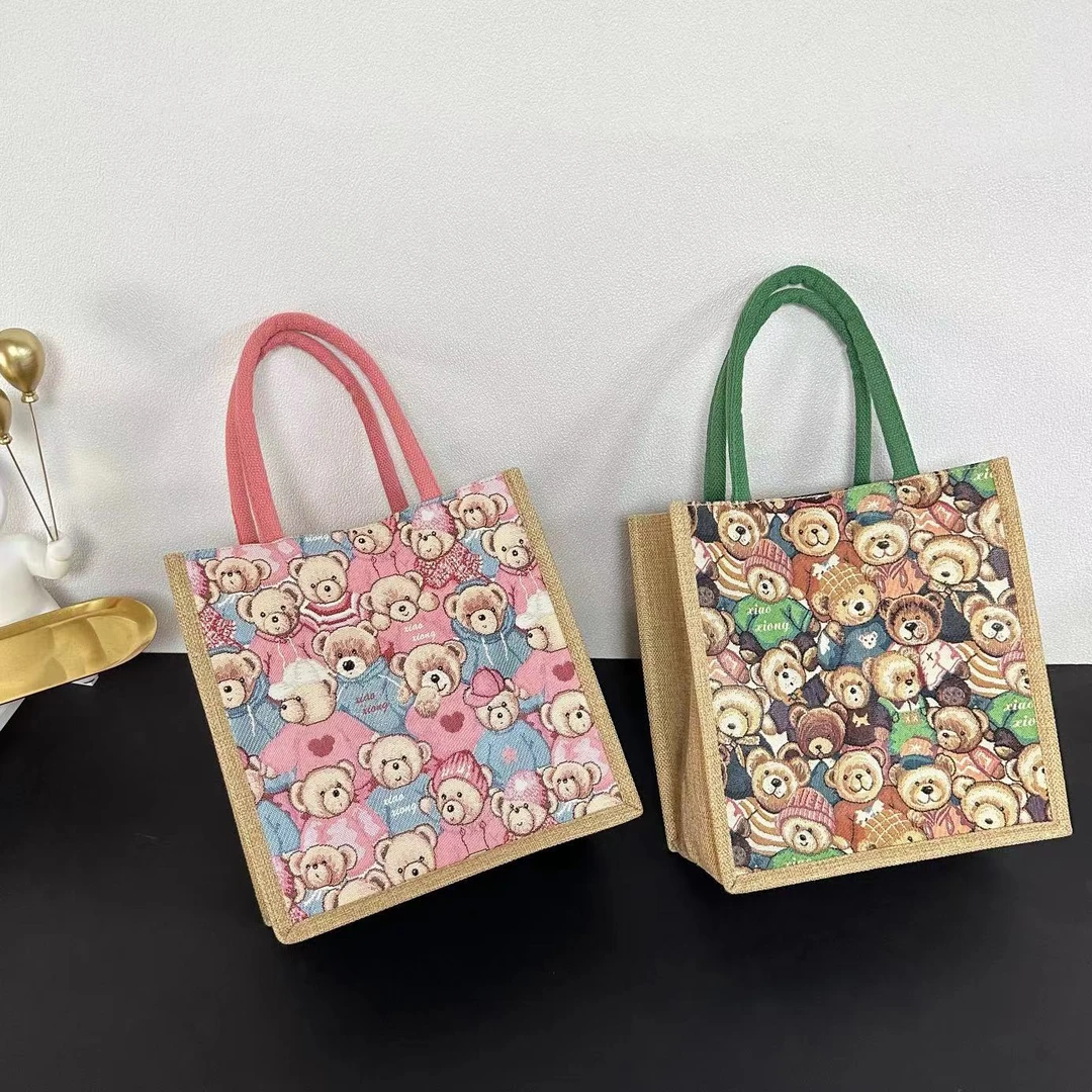 【中号】新款防水手提包PU图案时尚妈咪包便携手提袋学生便当包